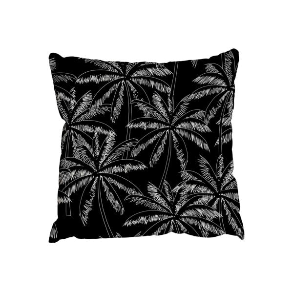 Benjamin Tate Design White outline palm trees on the black (Outdoor Cushion)