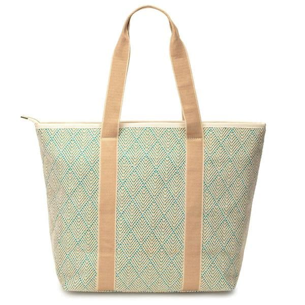 Elie Beaumont Summer Tote - Aqua Geometric basket weave
