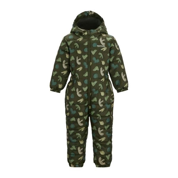 Regatta Childrens/Kids Penrose Splodge Quilted Puddle Suit - Dark Khaki - 