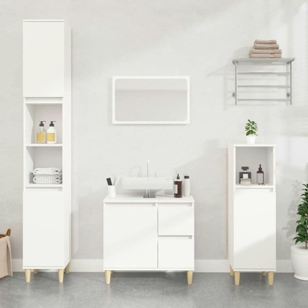 Berkfield Bathroom Cabinet White 30x30x190 cm Engineered Wood