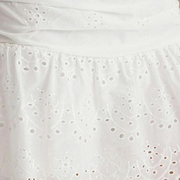 WOVCOR Mini Embroidered Cotton Woven Short Skirt