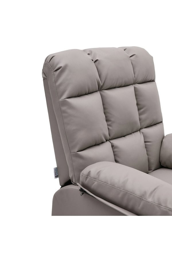 Living and Home Khaki Checkered Faux Leather Upholstered Recliner Armchair