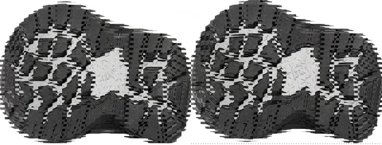 PUMA Safety PUMA Cascades Mid Mens S3 Composite Toe Midsole Work Boots, black and gray safety work boot with slip-resistant sole design.