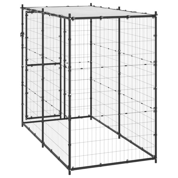 Berkfield Outdoor Dog Kennel Steel with Roof 110x220x180 cm