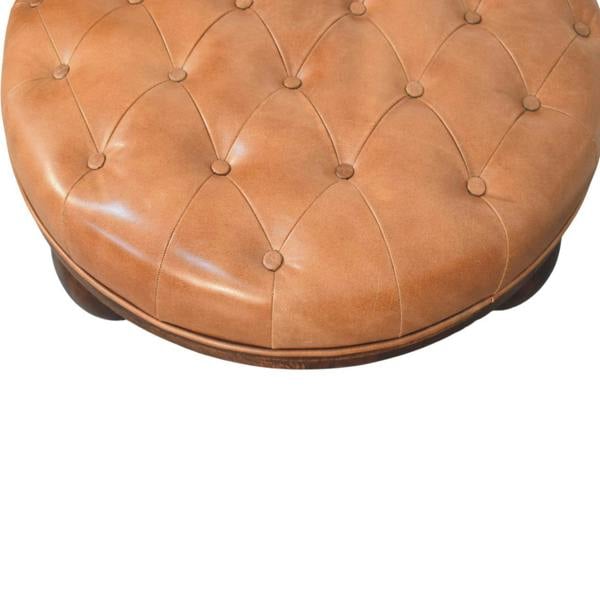Artisan Furniture Solid mango wood Sfera Coffee Table,leather tufted top