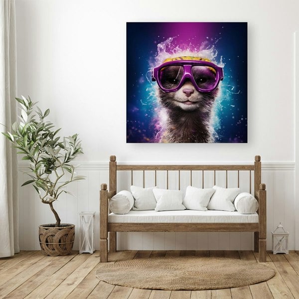 Warren Reed Splashart Ferret Purple Canvas