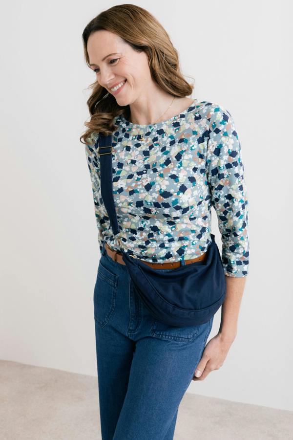 Lily & Me Monica Printed Organic Cotton Jersey Top Ocean