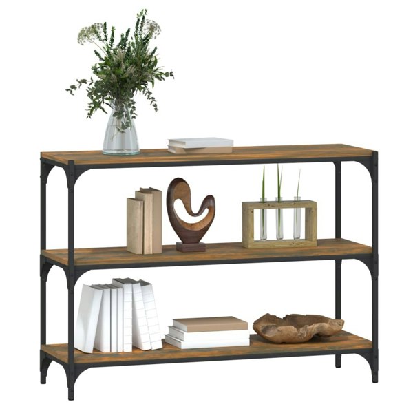 Berkfield Book Cabinet Smoked Oak 100x33x70.5 cm Engineered Wood and Steel