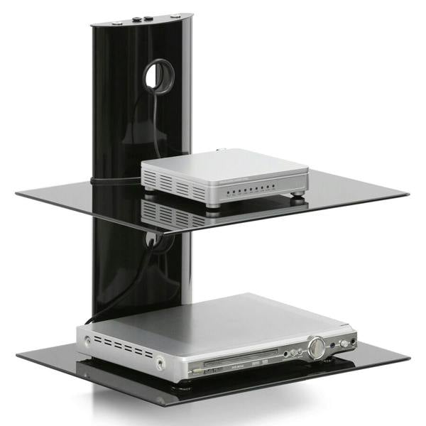 WALPLUS Alek Modern 2-Tier Floating Wall Shelf for Media Accessories, Black perfect for organized storage and display