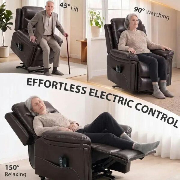 Riser Recliner Chair with Massage and Heat, Electric Lift Recliner Armchair for Elderly with Spring Cushion, Brown