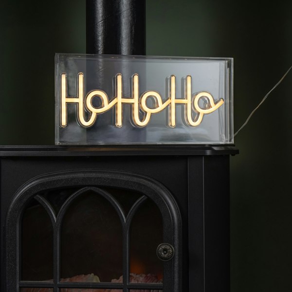 Samuel Alexander 15cm x 30cm Light up Christmas Ho Ho Ho Neon Flex Sign with Warm White LEDs