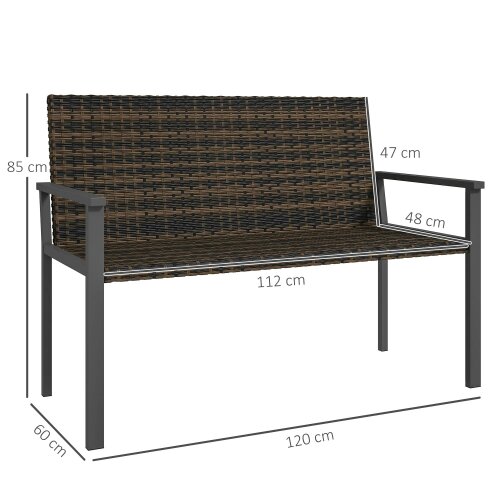 Wyld Haus Batare Rattan Brown 2 Seater Garden Bench With Armrests