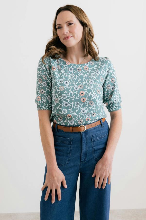 Lily & Me Meadow Printed Top Ocean