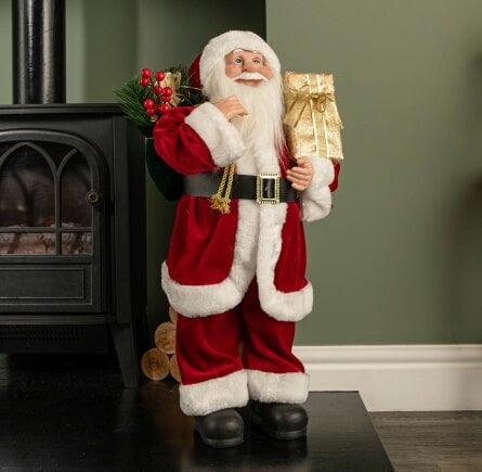Samuel Alexander 60cm Red Standing Santa with Gift Sack Christmas Indoor Decoration