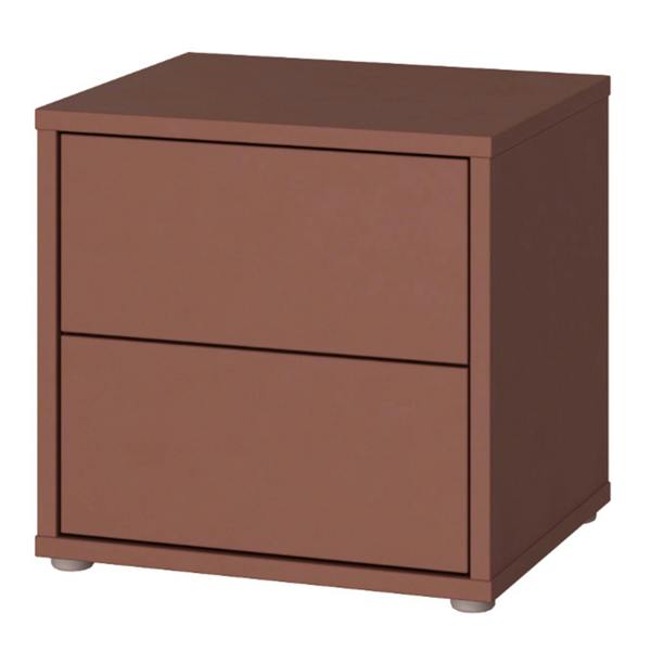 Furniture To Go Alice Springs Low Bedside Cabinet with 2 Drawers Push-to-Open in Terracotta