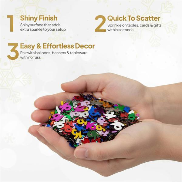 16th Birthday Multicolour Foil Metallic Confetti Party Decoration Pack for Table Tops and Displays image 8