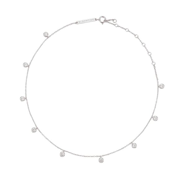 BLOOMTINE Illuminess™ Solid Sterling Silver Diamond Anklet | Droplet Anklet