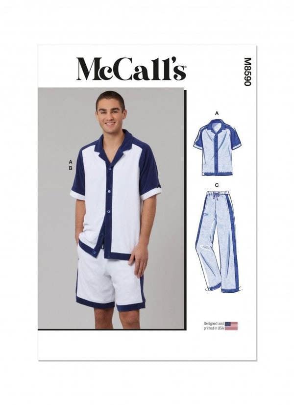 McCalls 8590 Paper Sewing Pattern – Men's Top, Shorts & Trousers, Size S-XXL, Intermediate