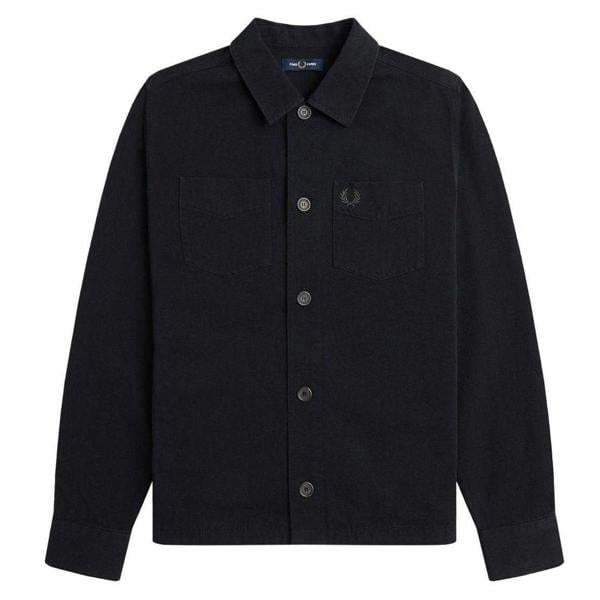 Fred Perry Mens Plain Twill Overshirt - Black - 