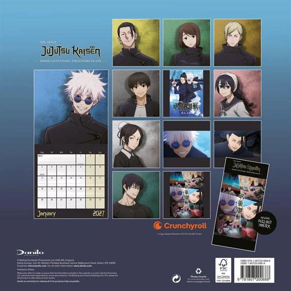 Jujutsu Kaisen Calendar 2027, Wall Calendars, Month To View, Entertainment, Gift