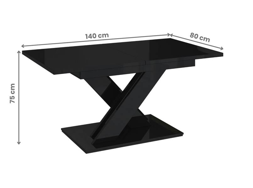 PHD Furniture BRONX Extendable Dining Table 140–180cm – Black Gloss