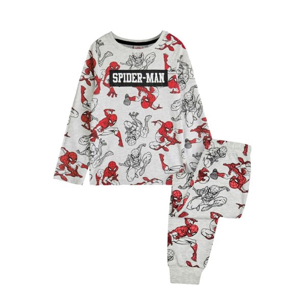 Spider-Man Boys All-Over Print Long Pyjama Set - Grey/Red