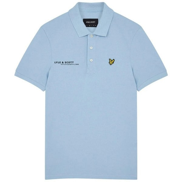 Lyle & Scott Light Blue Co-ordinate Print Logo Short Sleeved Polo Shirt XS