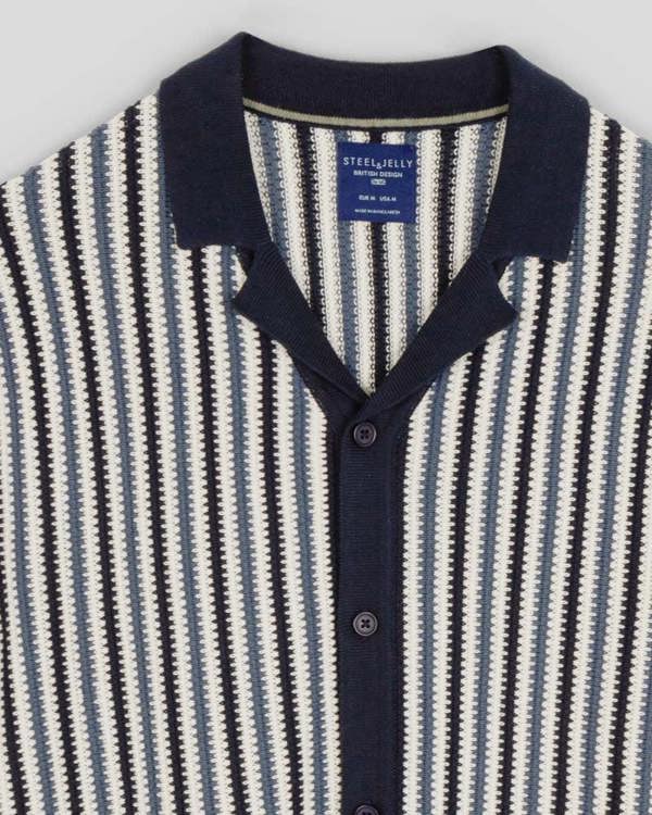 Steel & Jelly Stanmore - Tonal Stripe Knitted Short Sleeve Shirt