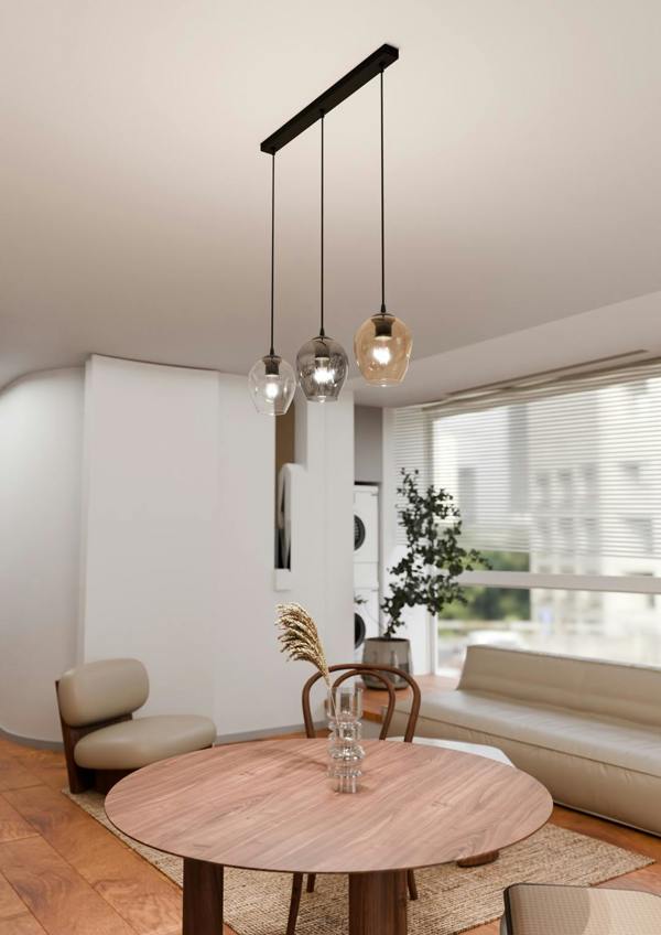 Emibig ISTAR Pendant lamp  3 x E27 Black with Transparent, Graphite and Amber Shade