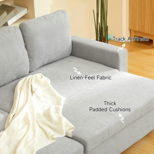 Wyld Haus Tafaha Light Grey Pull Out Sofa Bed With Storage and Side Pockets