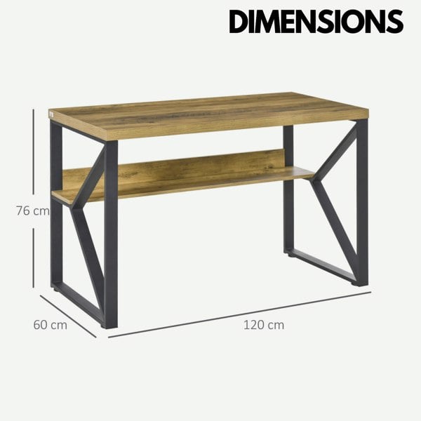 Rafaelo Mobilia Industrial 120CM Wide Computer Desk With Metal Frame