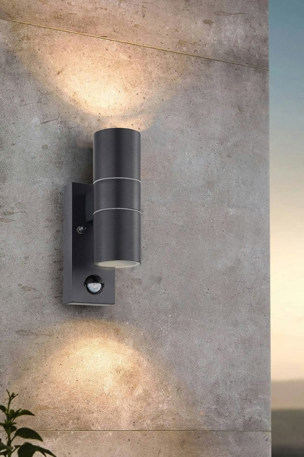 EGLO Riga 5 2-Light Anthracite LED Exterior Wall Lamp With Sensor