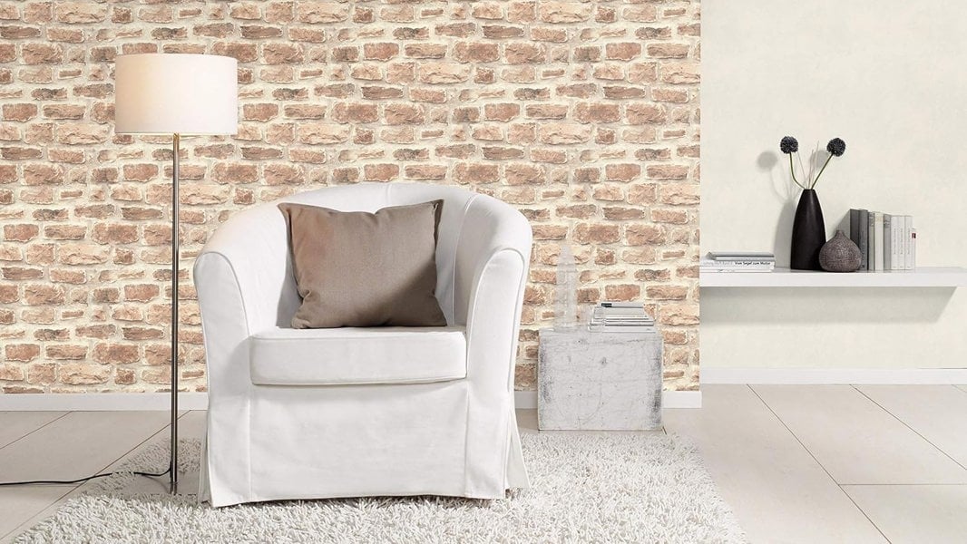 Rasch Wallpaper Rustic Stone Brick Natural Beige Wall Paper 860610