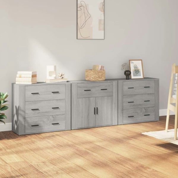 Berkfield Sideboards 3 pcs Grey Sonoma Engineered Wood