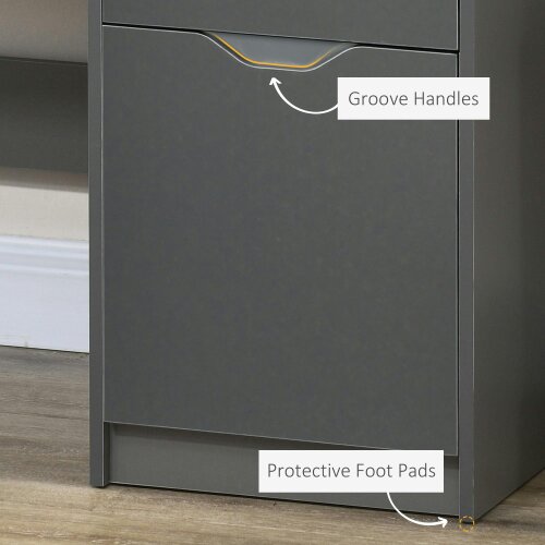 Wyld Haus Sareco 120cm High Gloss Grey Home Office Desk With Drawers And Storage Cabinet