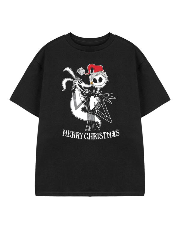 Disney Unisex Kids Black Merry Christmas Short Sleeved T-Shirt