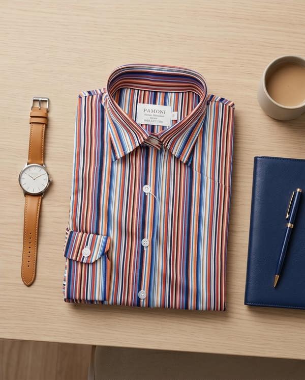 Pamoni The Executive Stripe Fitted Cotton Shirt