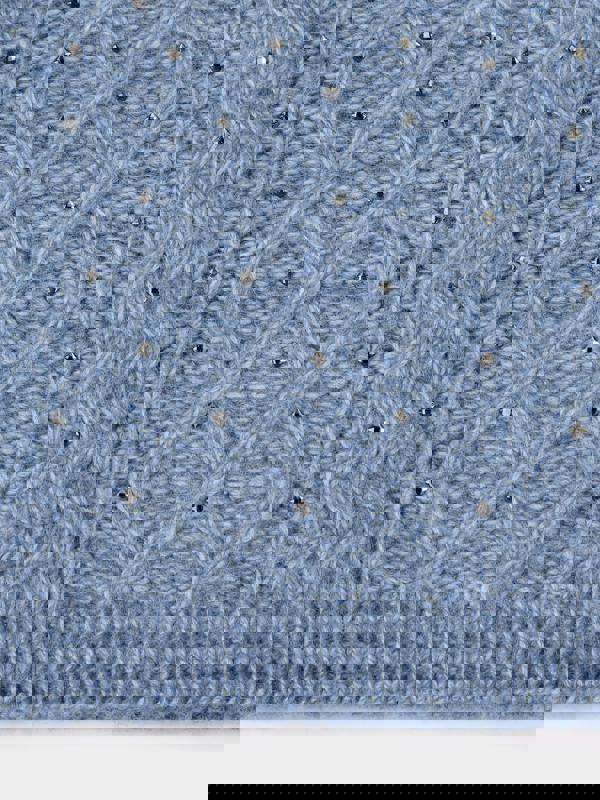 GWD Molly Cornflour Blue Cable Knit Diamanté Jumper