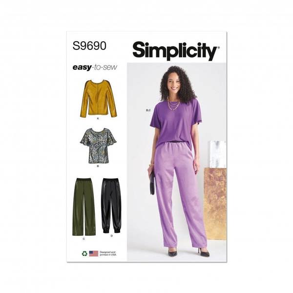 Simplicity Sewing Pattern 9690, Tops, Trousers for Women, K5 (8-10-12-14-16) - Easy