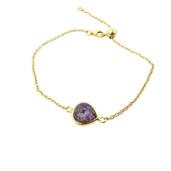 18ct Gold Vermeil Plated Adjustable Amethyst February Birthstone Bracelet