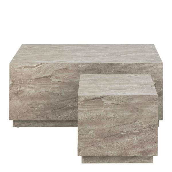Wyld Haus Set of 2 Munkebo Grey Marble Coffee Tables