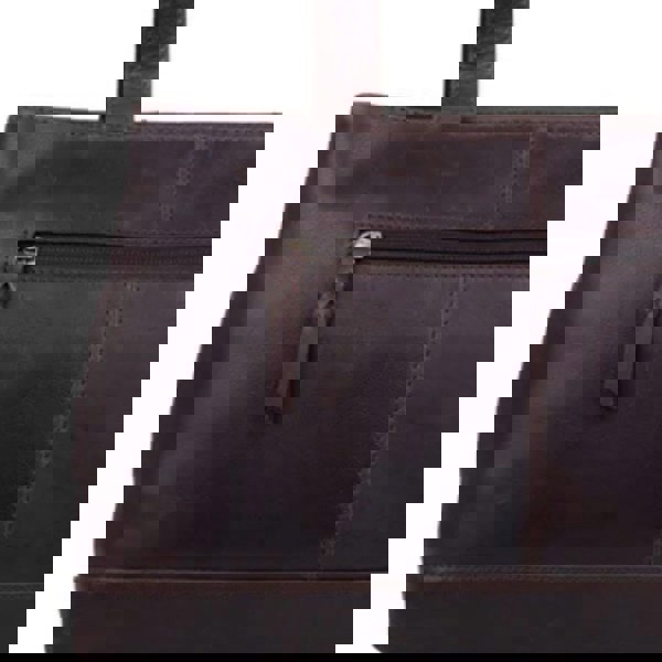 Mala Leather Oxford Double Pocket Brown Leather Shoulder Bag