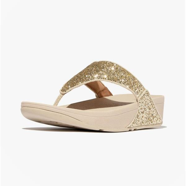 FitFlop FitFlop LULU GLITTER TOE-THONGS Womens Toe-Post Sandals Platino