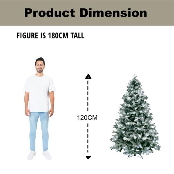 4ft to 10ft Pre-Lit Snow Flocked Artificial Christmas Tree with Cool White LEDs image 8
