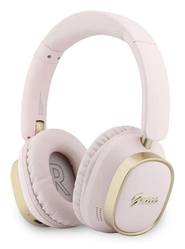 Guess Rectangle Metal Script Logo ENC On Ear Wireless Headphone Pink - GUBHV28HGCSMP