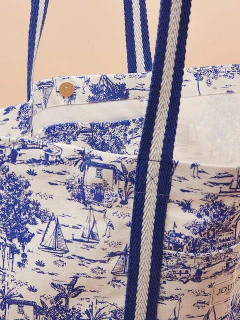 Joules PROMENADE Womens Tote Bag Blue Toile