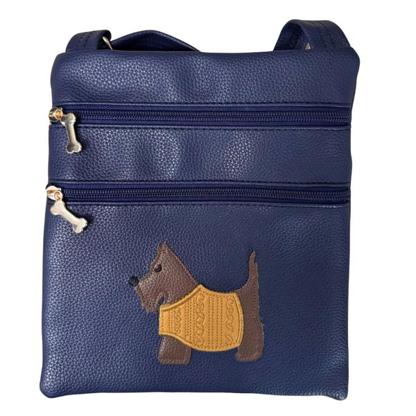 Fores Collection Westie Dog Appliqué Crossbody Bag with Adjustable Strap - Navy