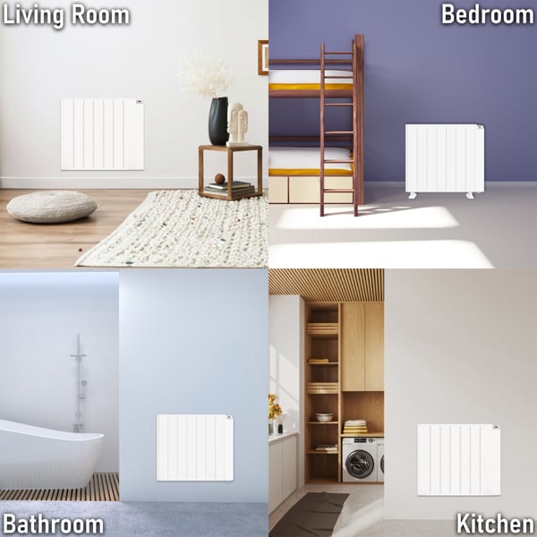 MYLEK Electric Radiator Panel Heater WIFI Smart APP Eco 1500W Bathroom Safe Wall Mounted Timer Thermostat