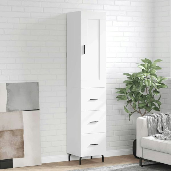 Berkfield Highboard White 34.5x34x180 cm Engineered Wood