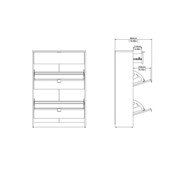 Wyld Haus Prague White Shoe Cabinet 2 Flip Down Doors 1 Drawer